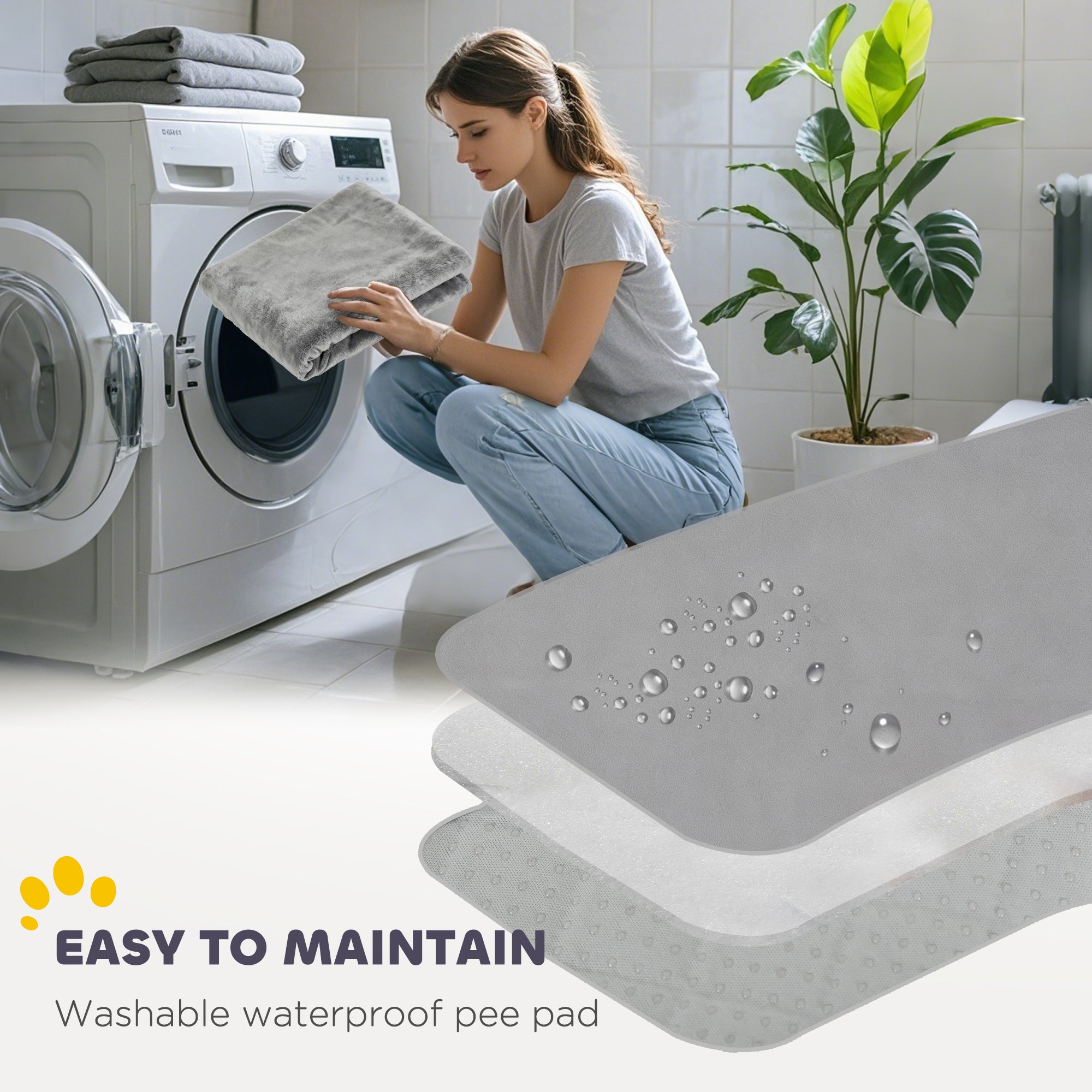Gray multi-layered waterproof whelping pad with textured surface made of oxford fabric for pawhut steel whelping box