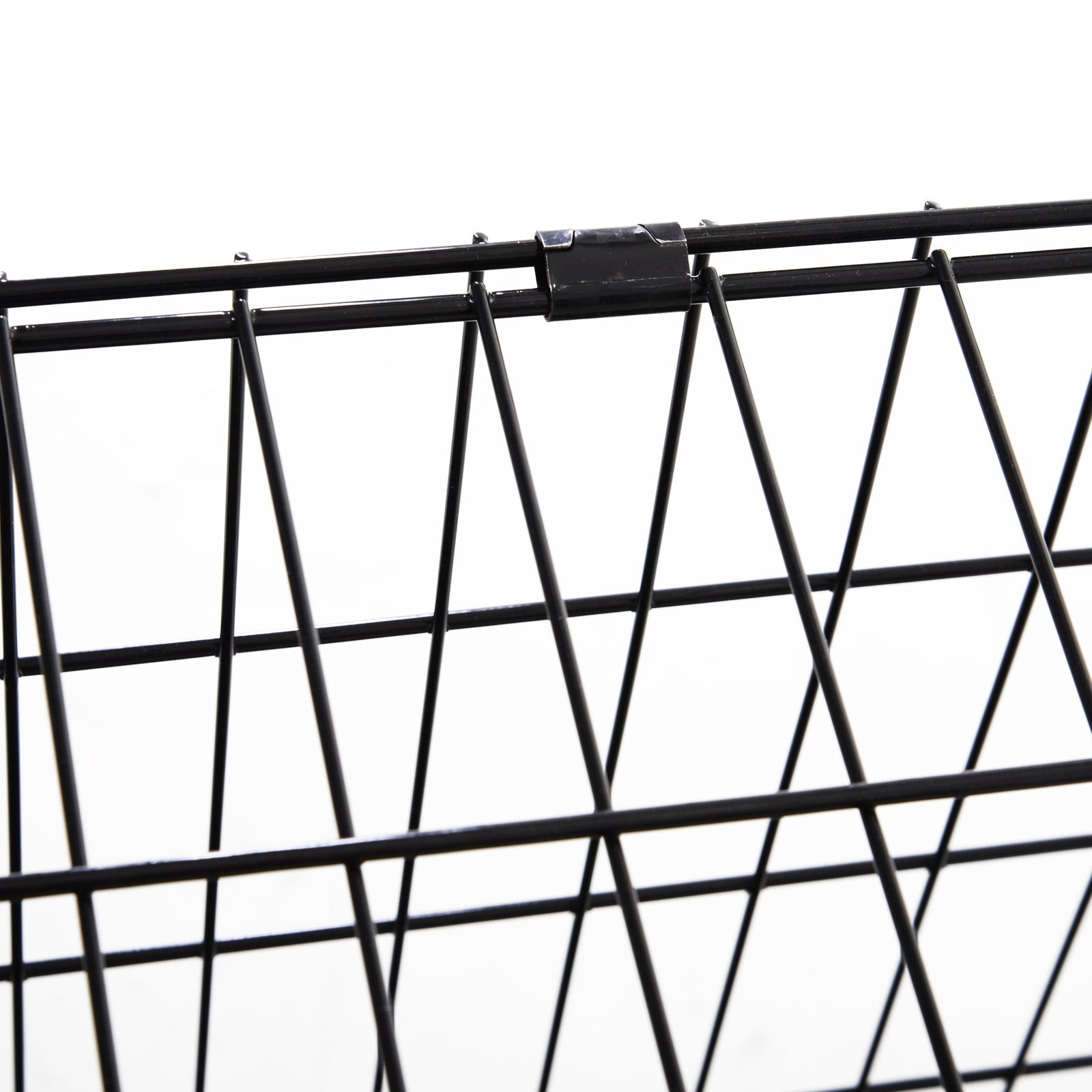 Black wire mesh basket with triangular grid and metal clasp for pawhut trapeze collapsible dog cage 93l x 58w easy cleaning