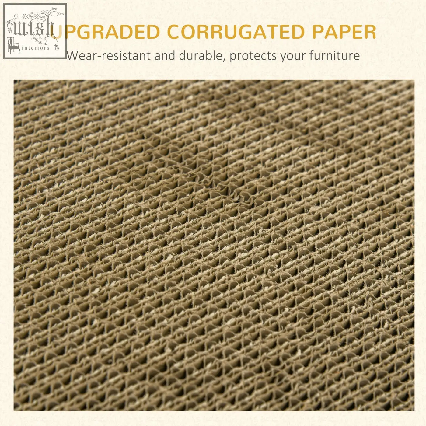 Beige corrugated paper with textured wave pattern on the pawhut cat scratching board and cat house surface