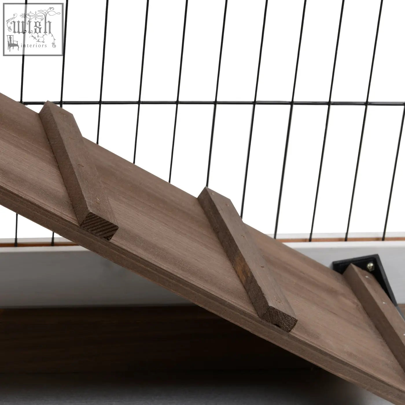 A light brown fir wood ramp with smooth finish and three supports for pawhut two lockable door rabbit hutch with wheels