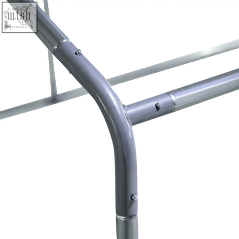 Silver painted steel frame with welded joints and bolted connections in pawhut walk chicken coop with steel wire
