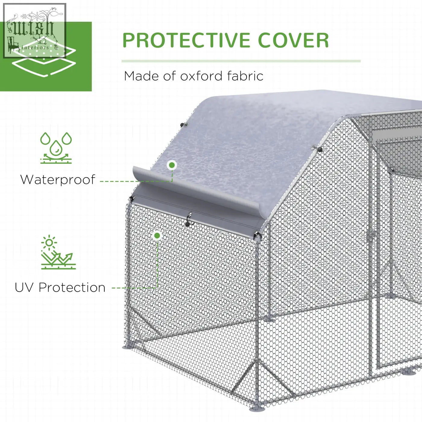 Gray oxford fabric protective cover for pawhut walk chicken coop with steel wire frame for outdoor use
