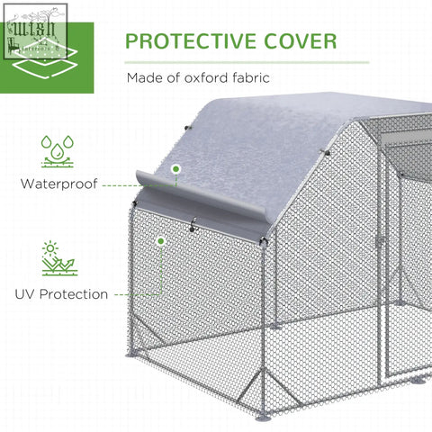 Gray oxford fabric protective cover for pawhut walk chicken coop with steel wire frame for outdoor use