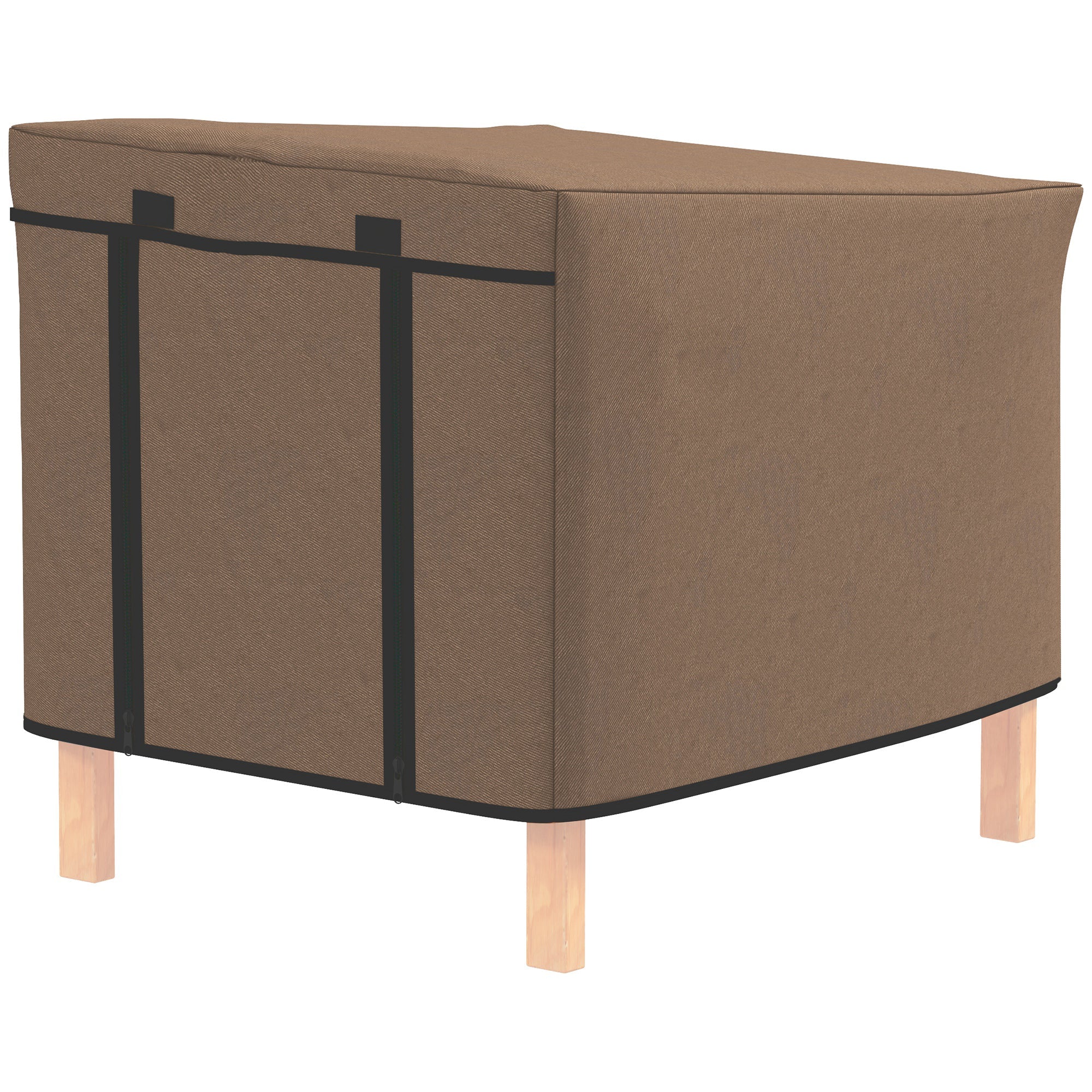 Brown oxford fabric hutch cover with black trim and reinforced straps for pawhut rabbit hutch 43 x 52 x 37 cm