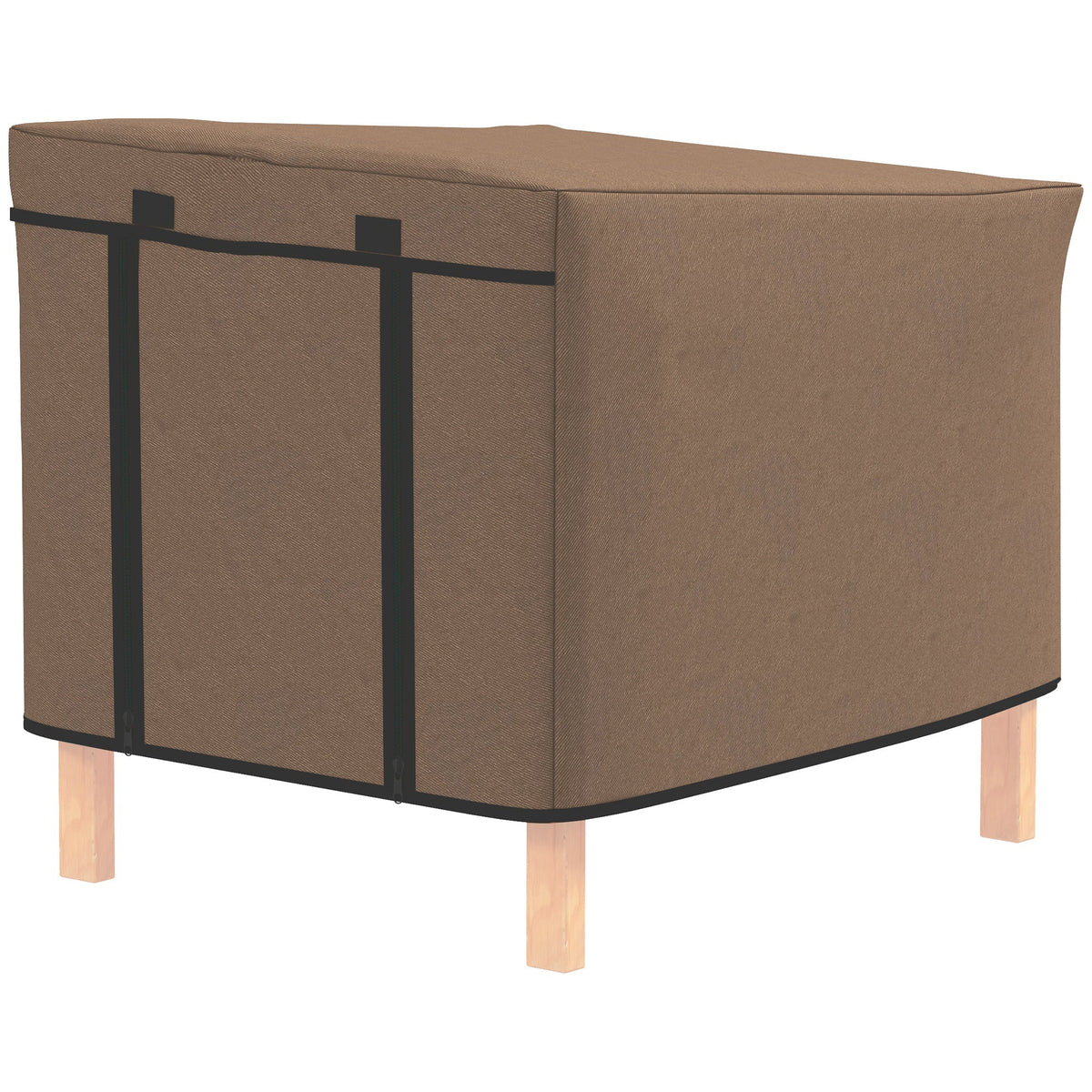 Brown oxford fabric hutch cover with black trim and reinforced straps for pawhut rabbit hutch 43 x 52 x 37 cm