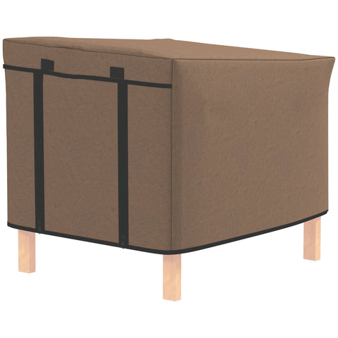 Brown oxford fabric hutch cover with black trim and reinforced straps for pawhut rabbit hutch 43 x 52 x 37 cm