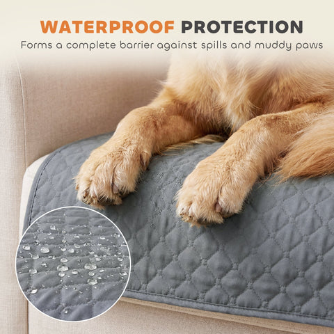 Gray quilted waterproof chair pad with diamond stitching for pawhut waterproof sofa cover 2 seater use