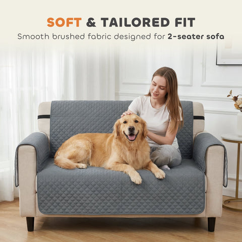 Gray quilted sofa cover with black trim pawhut waterproof sofa cover for pets non slip elastic straps