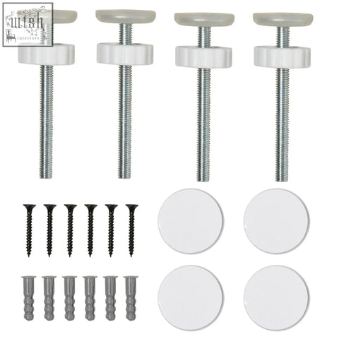 Set of four white plastic topped metal screws for pawhut wide dog safety gate with adjustable width mounting hardware
