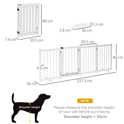 White pawhut wooden pet gate with three foldable pine wood panels for medium dogs indoor use