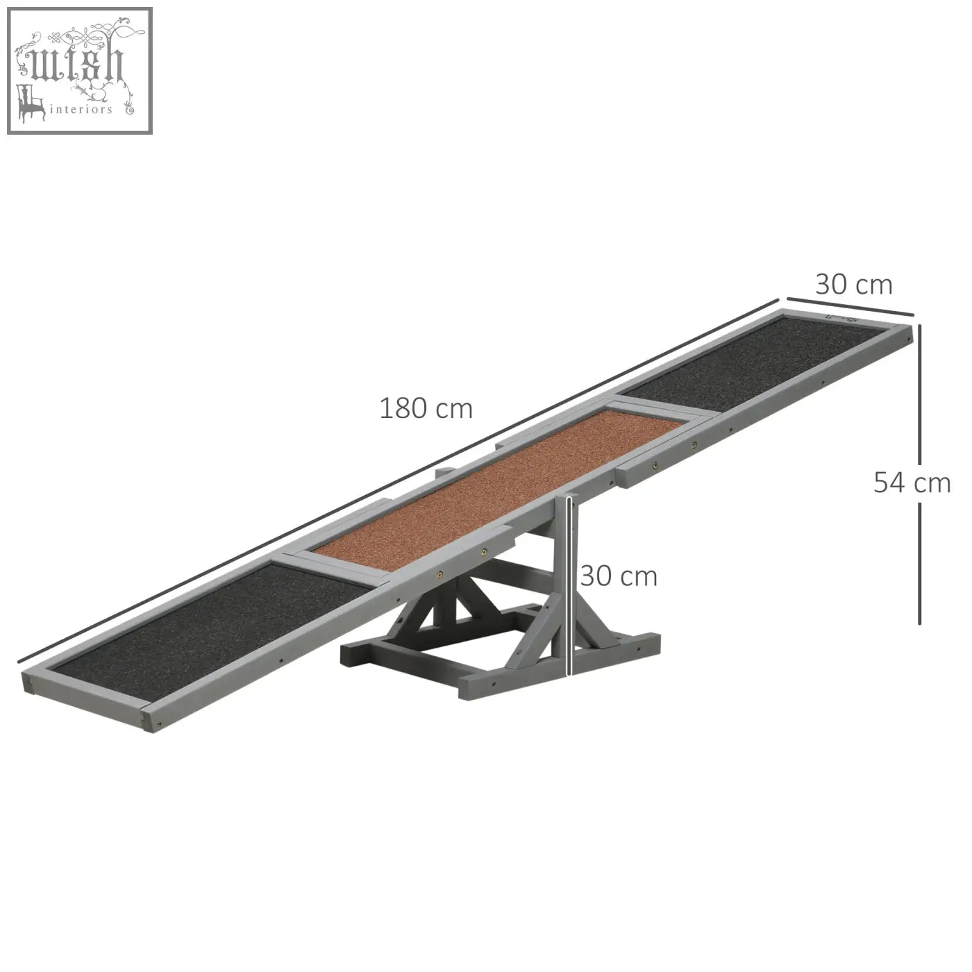 Gray metal dog ramp with textured brown black surface for easy access in pawhut wooden pet seesaw with fir wood base