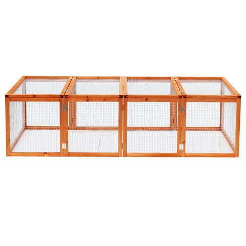 PawHut Wooden Rabbit Hutch Cage 6ft with Wire Mesh, Openable Roof, Play Space for Outdoor, Natural Wood Finish