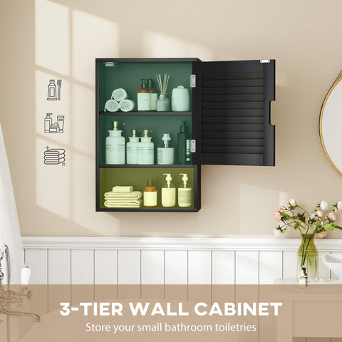 HOMCOM Bathroom Cabinet, Wall Mounted Storage Cabinet with Adjustable Shelves, 40 x 20 x 60 cm, Black