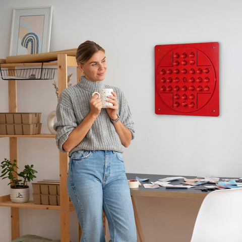 White speckled ceramic mug named peg solitaire red perfect for solo test with easy hanging instructions and suitable age range info