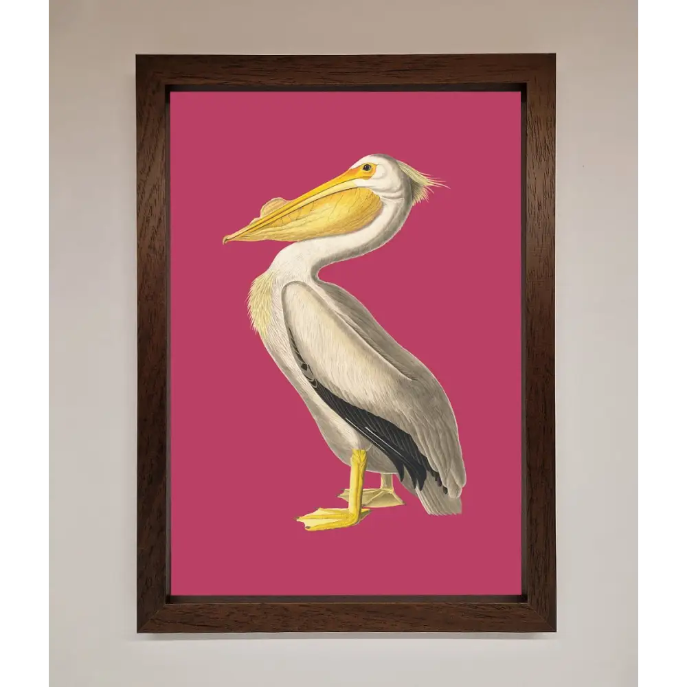 Pelican On Pink Framed Poster - A3 (29.7 x 42 cm) / Walnut - Framed Print