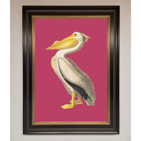Pelican On Pink Framed Poster - B0 (100 x 141 cm) / Black Gold - Framed Print