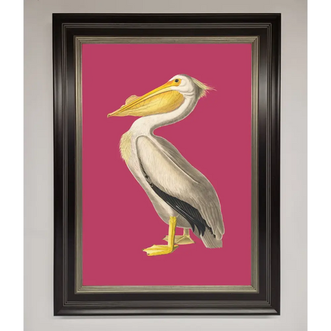 Pelican On Pink Framed Poster - B0 (100 x 141 cm) / Black Silver - Framed Print