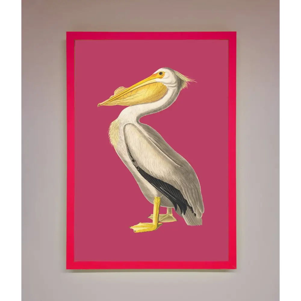 Pelican On Pink Framed Poster - B0 (100 x 141 cm) / Neon Pink - Framed Print