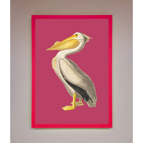 Pelican On Pink Framed Poster - B0 (100 x 141 cm) / Neon Pink - Framed Print