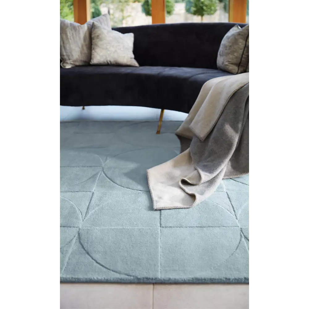 Penny Duck Egg Blue Geometric Wool Rug - Rugs