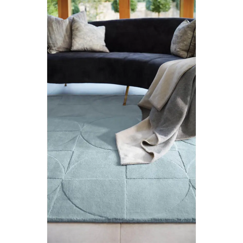 Penny Duck Egg Blue Geometric Wool Rug - Rugs