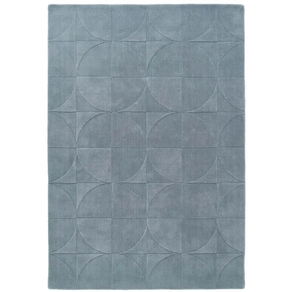Penny Duck Egg Blue Geometric Wool Rug - Rugs