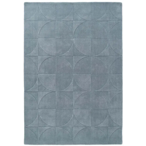 Penny Duck Egg Blue Geometric Wool Rug - Rugs