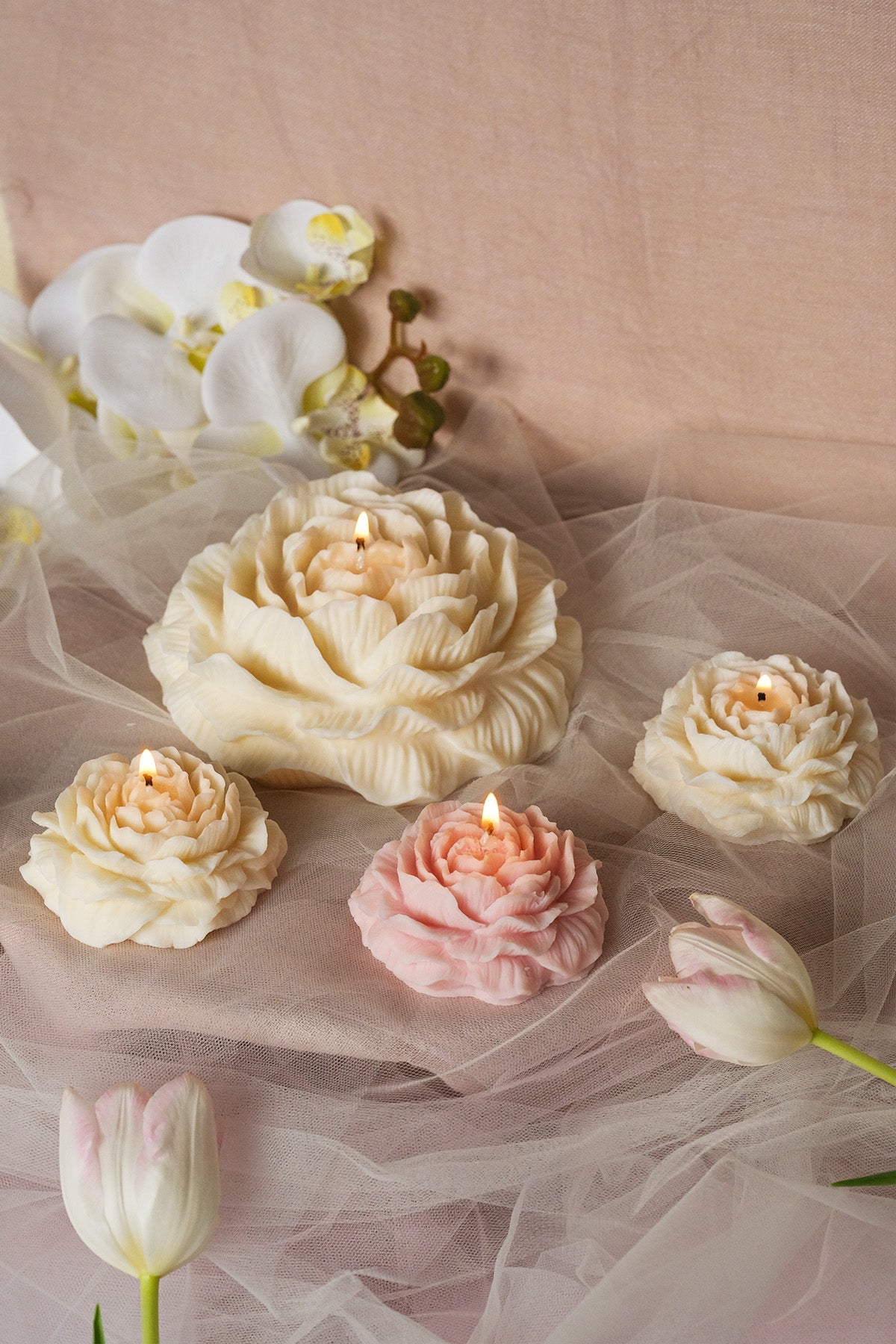 Peony Shaped Candle