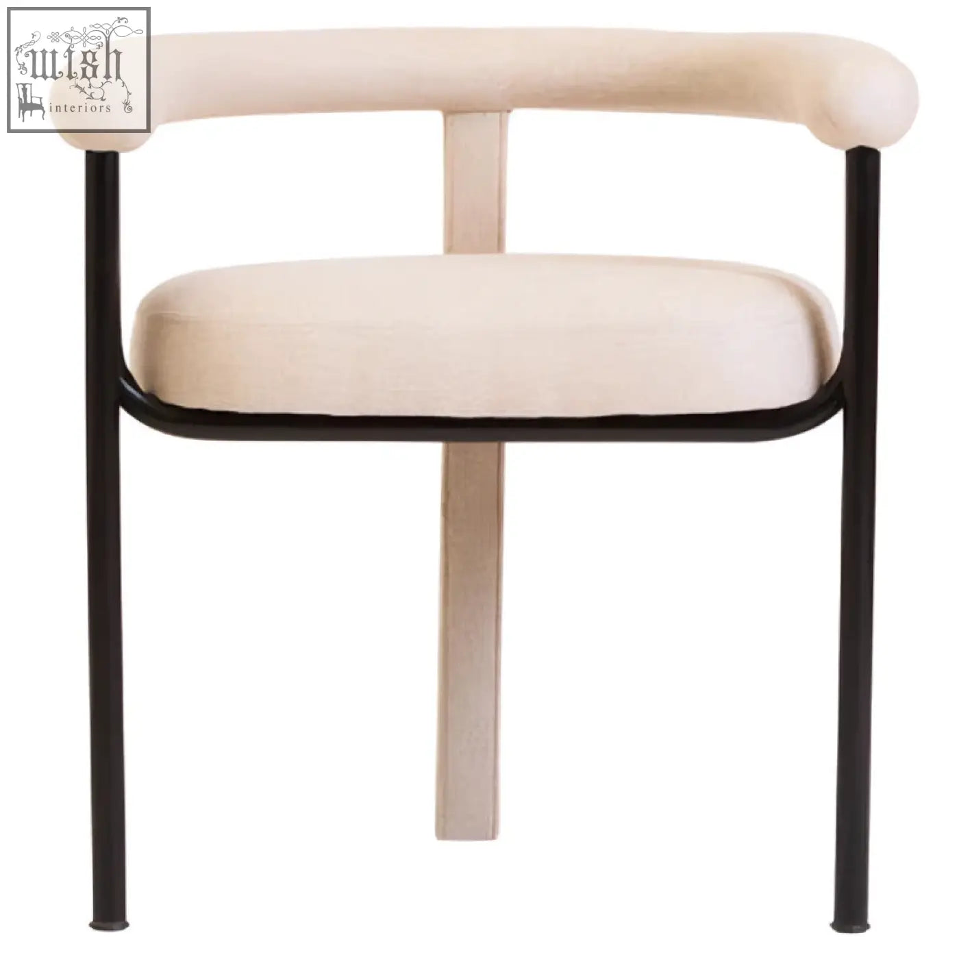 Cream texture linen dining chair perdoba cream texture with black metal frame and minimalist design