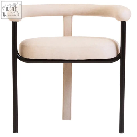 Cream texture linen dining chair perdoba cream texture with black metal frame and minimalist design