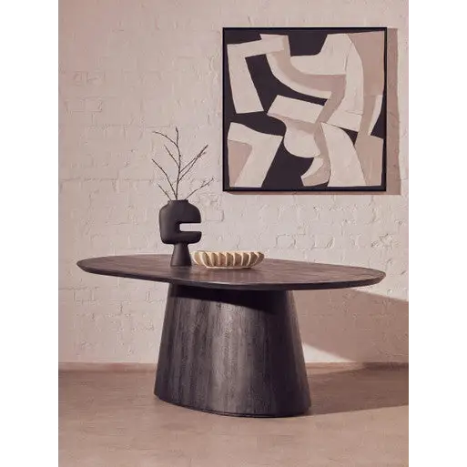 Perdoba Oval Mango Wood Black Finish Dining Table