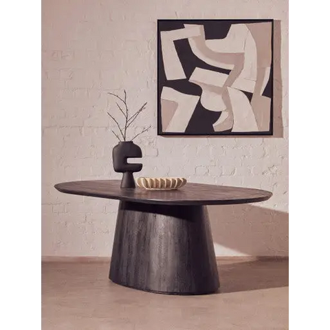 Perdoba Oval Mango Wood Black Finish Dining Table