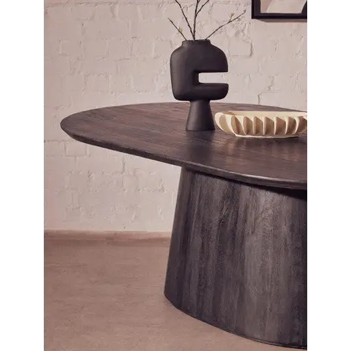 Perdoba Oval Mango Wood Black Finish Dining Table