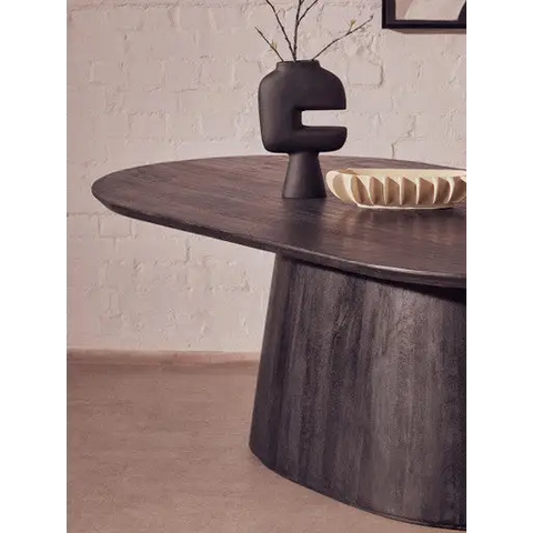 Perdoba Oval Mango Wood Black Finish Dining Table