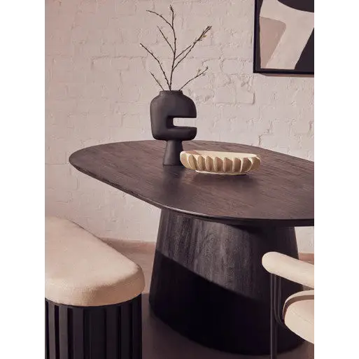 Perdoba Oval Mango Wood Black Finish Dining Table