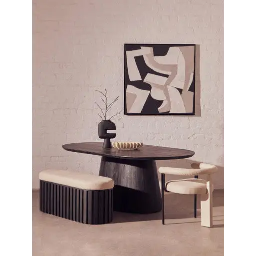 Perdoba Oval Mango Wood Black Finish Dining Table