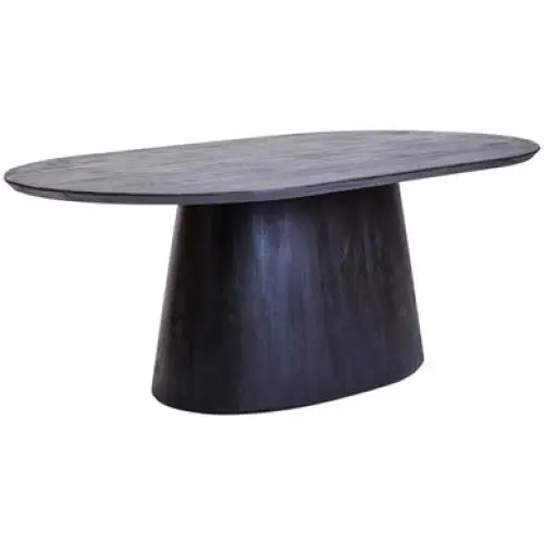 Perdoba Oval Mango Wood Black Finish Dining Table