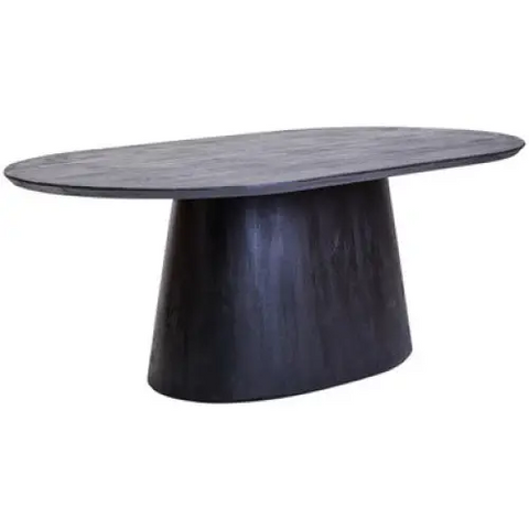 Perdoba Oval Mango Wood Black Finish Dining Table