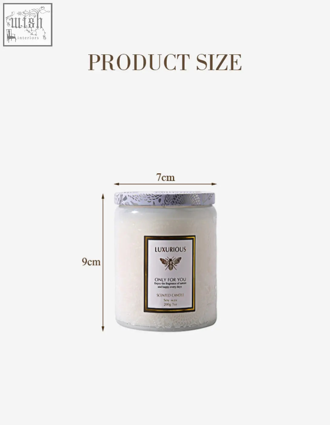 A white textured glass jar candle with a silver lid and gold label perfect as a scented candles gift from peregrine scented candles gift