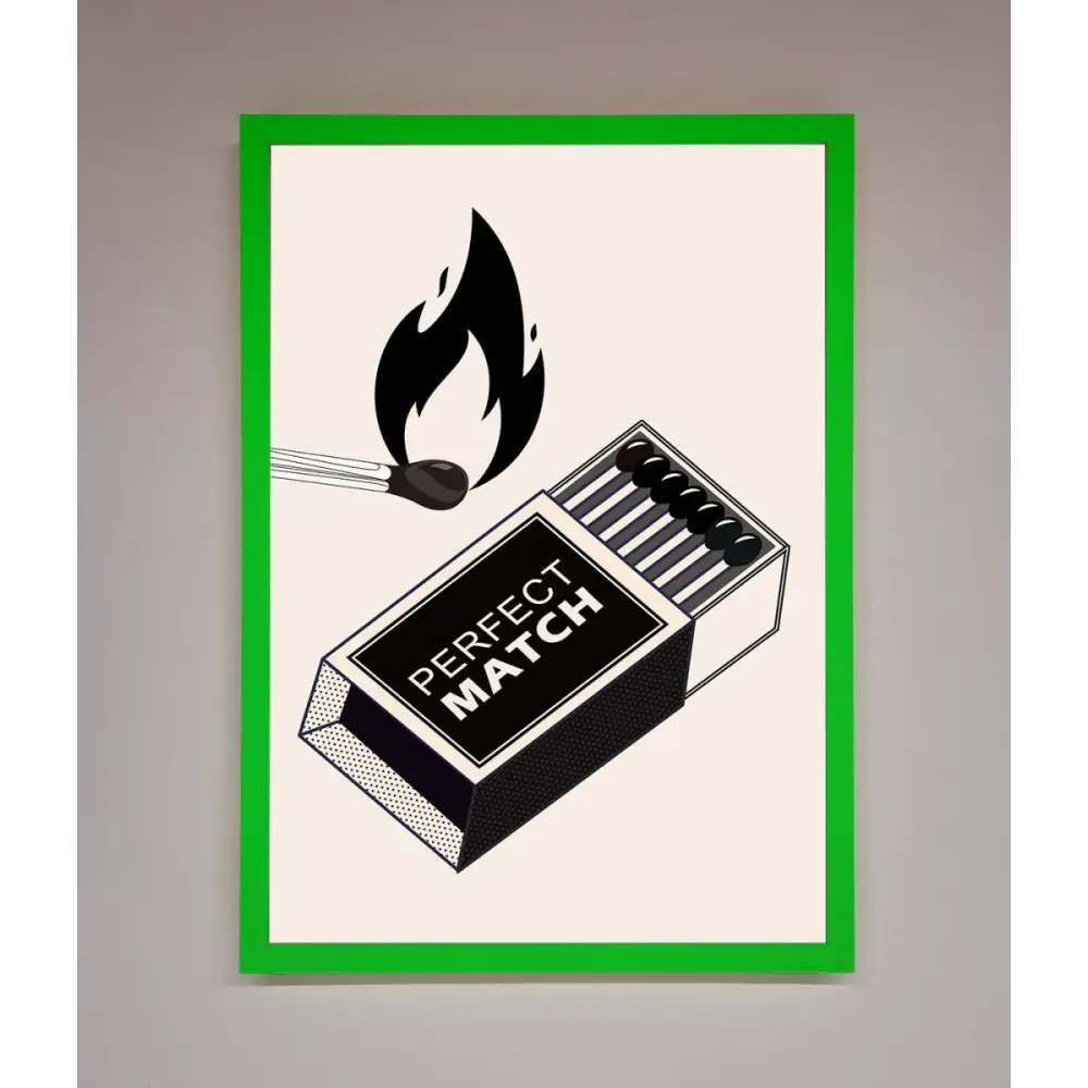 Perfect Match Framed Print - A3 (29.7 x 42 cm) / Neon Dark Green - Framed Print