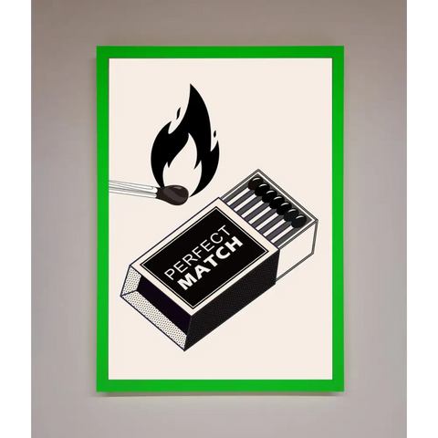 Perfect Match Framed Print - A3 (29.7 x 42 cm) / Neon Dark Green - Framed Print