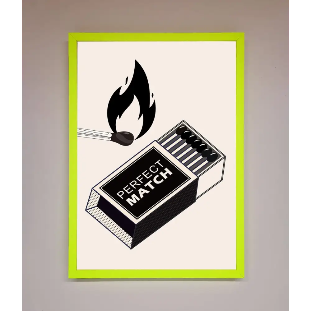 Perfect Match Framed Print - A3 (29.7 x 42 cm) / Neon Green - Framed Print