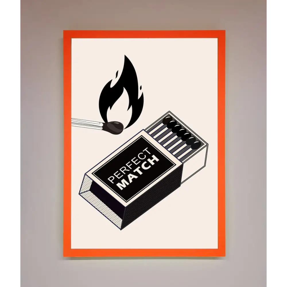 Perfect Match Framed Print - A3 (29.7 x 42 cm) / Neon Orange - Framed Print