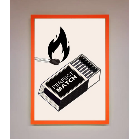 Perfect Match Framed Print - A3 (29.7 x 42 cm) / Neon Orange - Framed Print