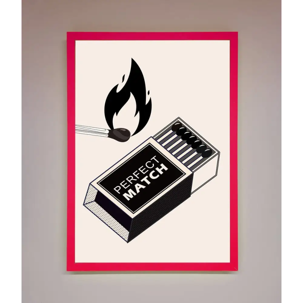 Perfect Match Framed Print - A3 (29.7 x 42 cm) / Neon Pink - Framed Print