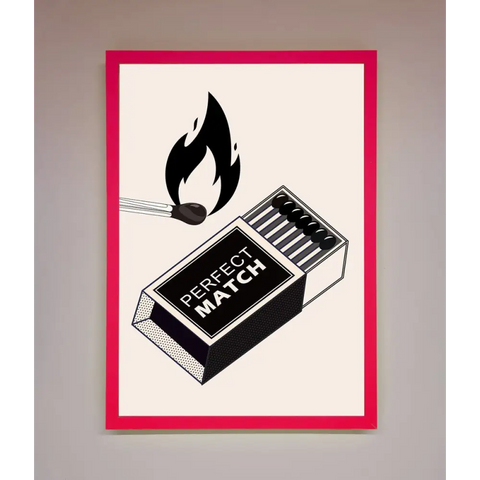 Perfect Match Framed Print - A3 (29.7 x 42 cm) / Neon Pink - Framed Print