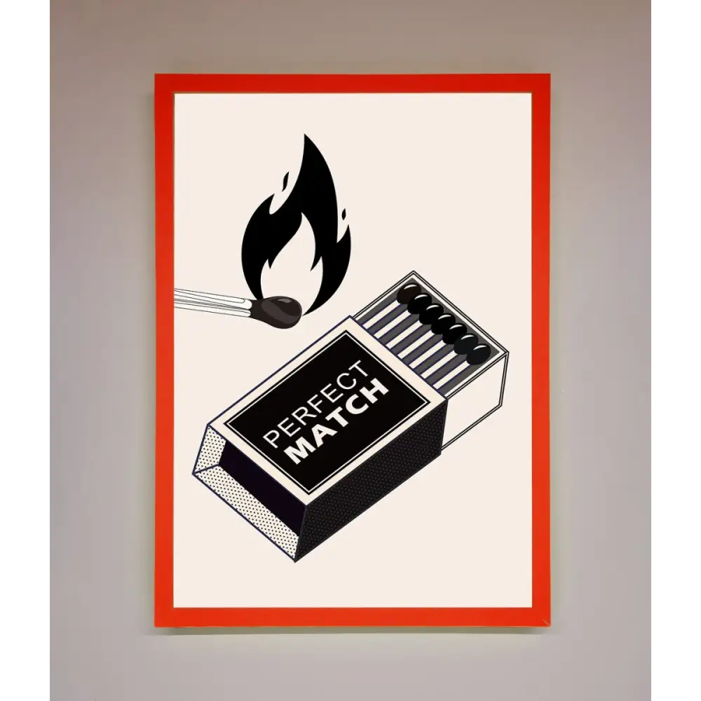 Perfect Match Framed Print - A3 (29.7 x 42 cm) / Neon Red - Framed Print