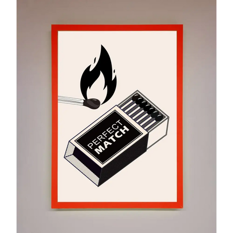 Perfect Match Framed Print - A3 (29.7 x 42 cm) / Neon Red - Framed Print