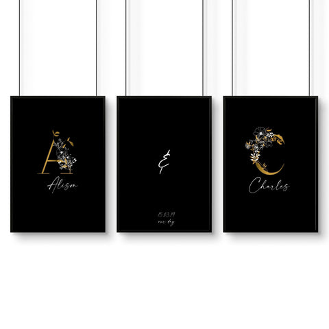 Anniversary gift for one year | set of 3 wall art prints