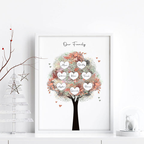 Personalised family tree gift | wall art print